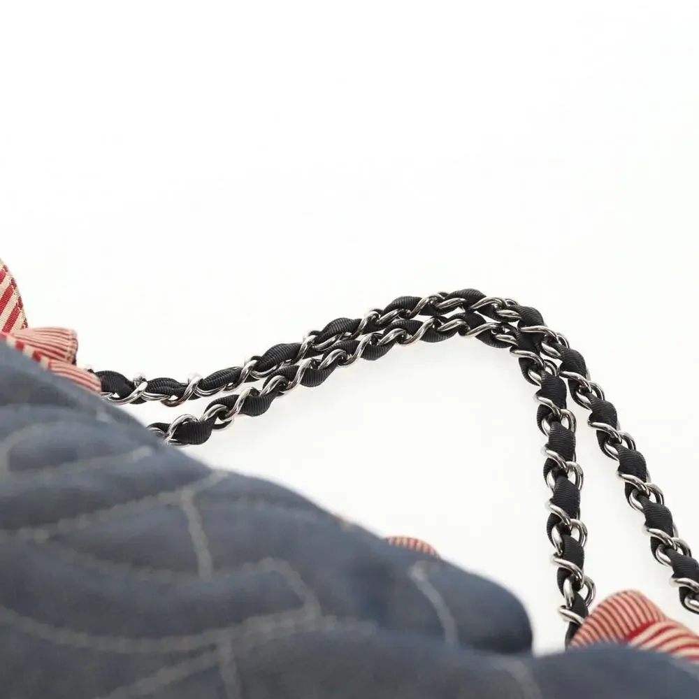 Chanel Denim Chain Tote Bag Blue Canvas